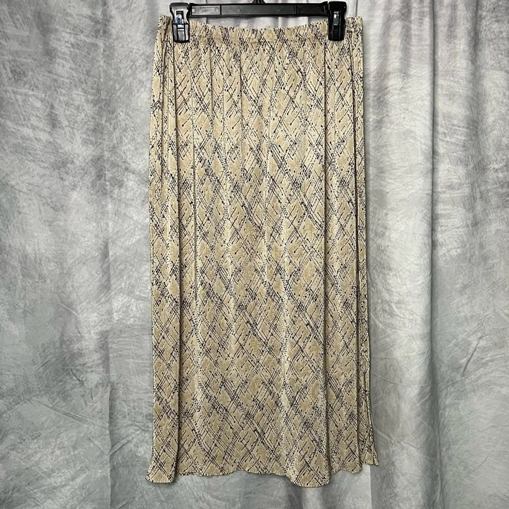 Notations Gold and Black Skirt with Side Slit and Elastic Waist - size Large